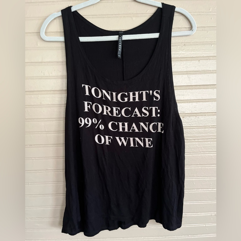 Black Oversized Graphic Tank Top Size M
